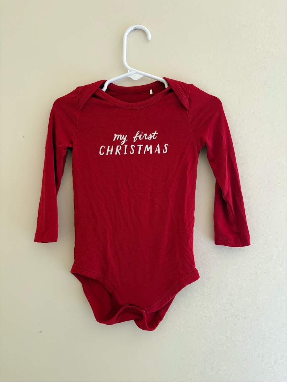 Little Sleepies Red 'My First Christmas' Long-Sleeve Bodysuit Size 12-18 months